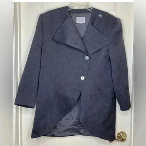 Vintage PREMONVILLE ET DEWAVRIN gray 100% Wool Button Coat Jacket Sz 44 US 12